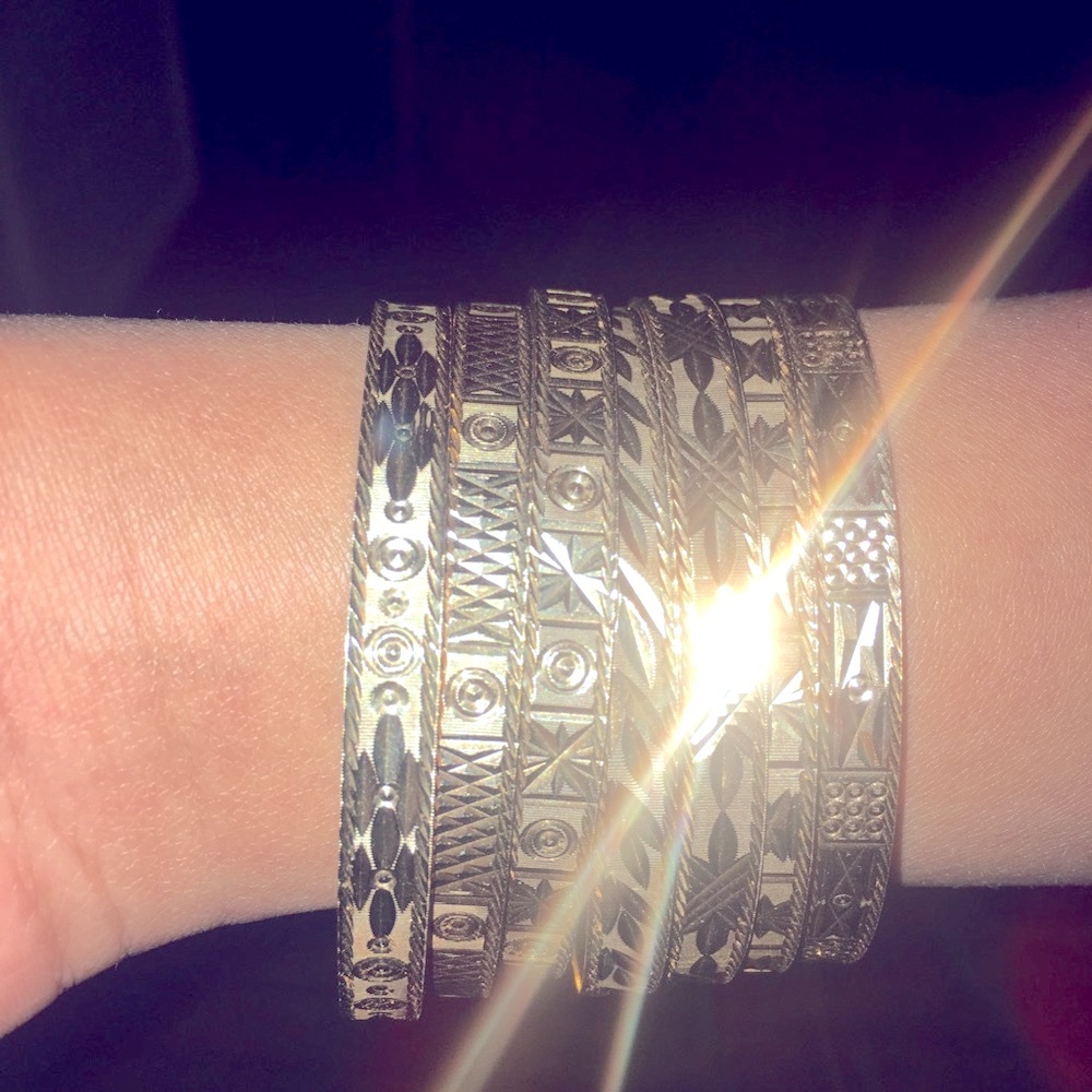 18k solid gold 7 days bangles set - Picture 7 of 9
